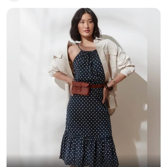 Banana Republic polka dot halter 45" total length, SZ M EUC - Picture 2 of 5